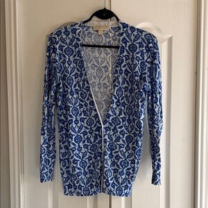 MICHAEL Michael Kors Blue and White Patterned Cardigan
